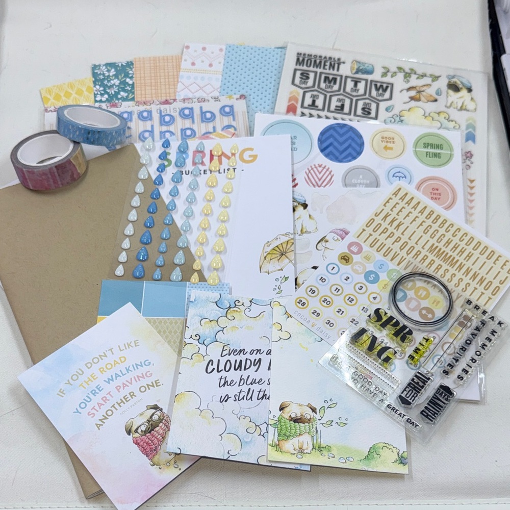 Cocoa Daisy April Planner Stationary Memory Keeping Kit-*Used 15+ pcs Meadow
